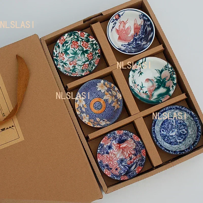 6PCS Chinese Household Teaware Blue and White Porcelain Tea Set Tea Cup Puer Black Tea Tieguanyin Ceramic Cups Underglaze Color