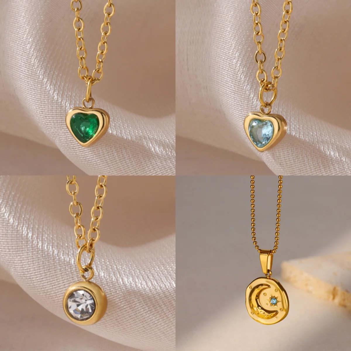 Sweet Heart Zirkonia Damen-Anhänger-Halsketten aus Edelstahl, 18 Karat vergoldet, Schmuck, Geschenk-Halskette, kostenloser Versand