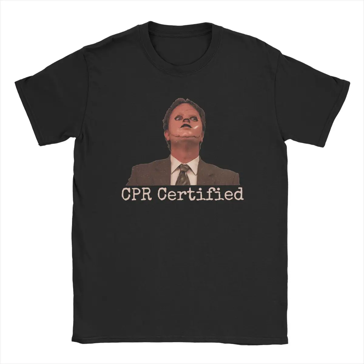 Men's T-Shirts CPR Certified The Office Dwight Schrute Funny Cotton Tees Short Sleeve T Shirt Round Neck Tops Birthday Present