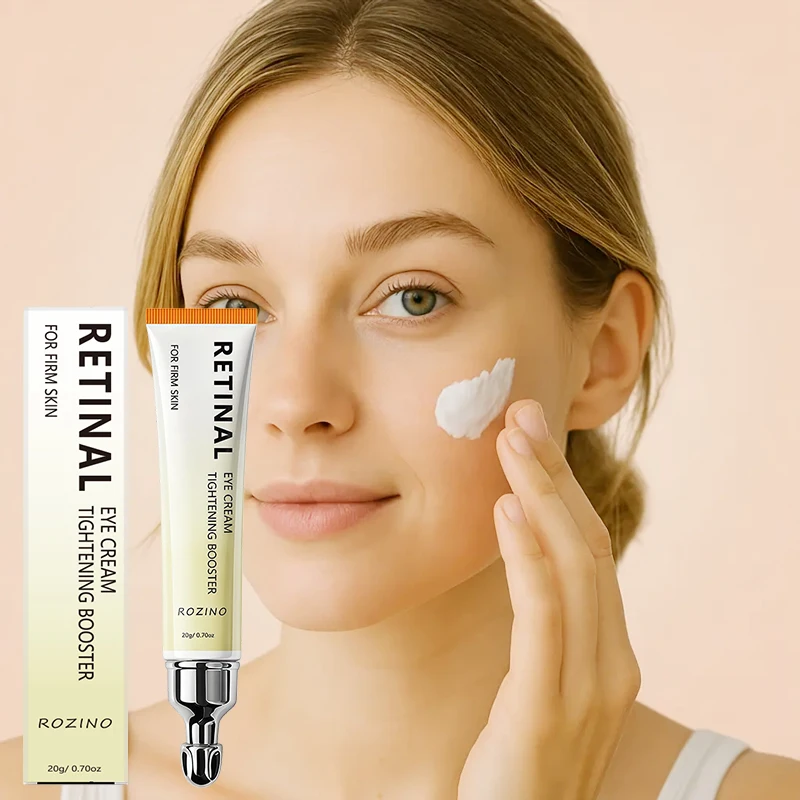 ROZINO Retinaldehyde Firming and Lifting Eye Cream has a fine and smooth texture, is refreshing and not heavy, and is easy to apply. The product gently cares for the skin around the eyes, optimizes the skin's visual appearance, is gentle on all skin types, and provides a comfortable user experience, making it suitable as a daily eye care product.