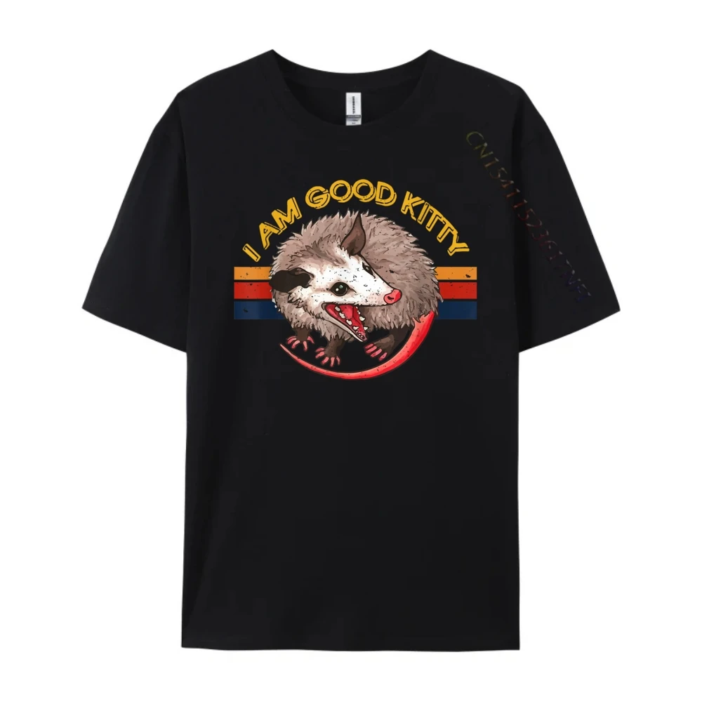 I Am Good Kitty Funny Possum Funny Cat Pet Retro Street Wear T Shirt Camisas De Hombre Large Size Printed