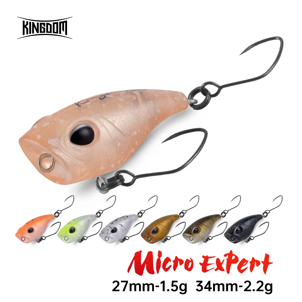 Kingdom Micro Expert Topwater Popper 1.5g 2.2g 27mm 34mm Floating Artificial Fishing Lure Hard Bait Wobblers Stream Trout Bass