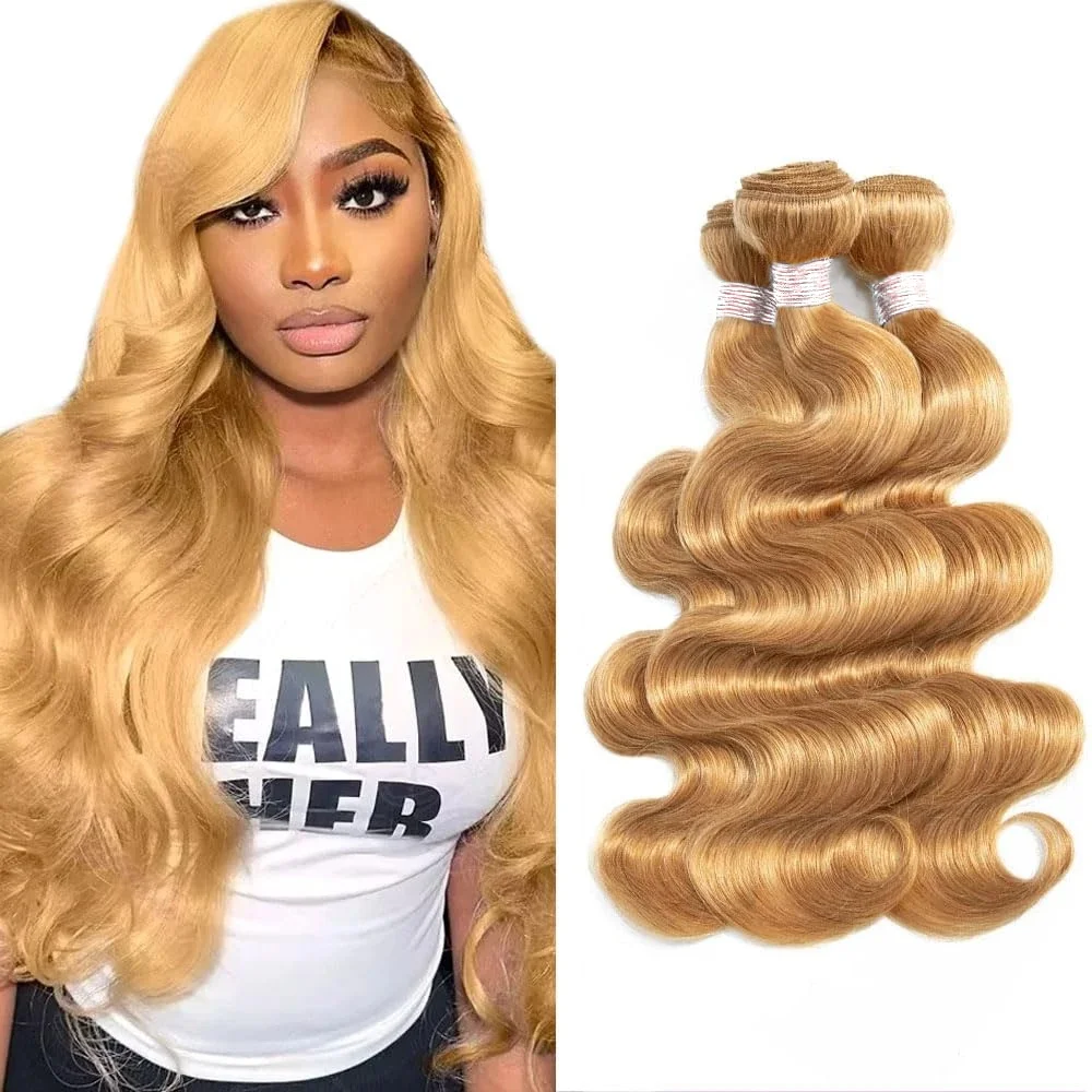 

# 27 прядей натуральных волос цвета медового блонда, волнистые, 1/3/4 пряди, бразильские волосы, реми, для наращивания, 95 грамм