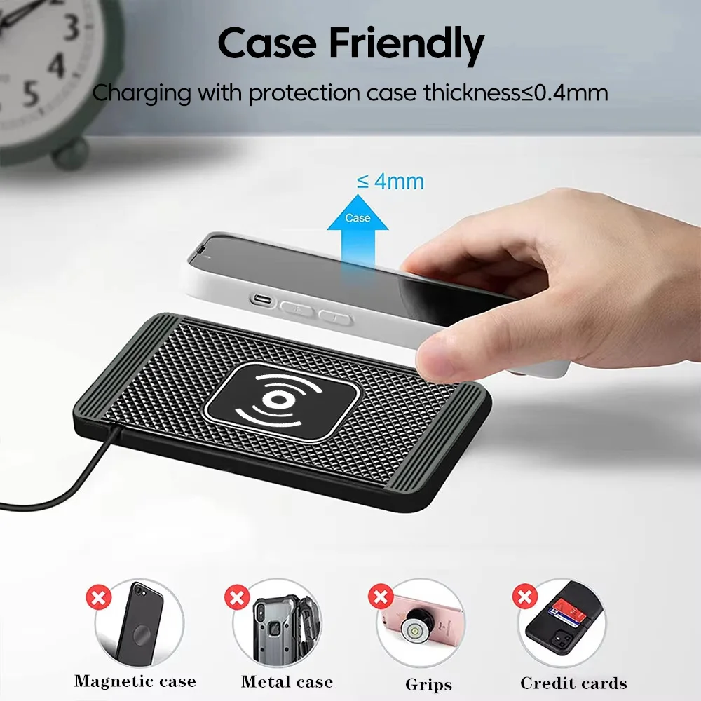 15w Wireless Charger Car Anti-skid Pad Wireless Fast Charging Phones Adapter For iPhone Xiaomi Huawei Samsung Oneplus Cellphones