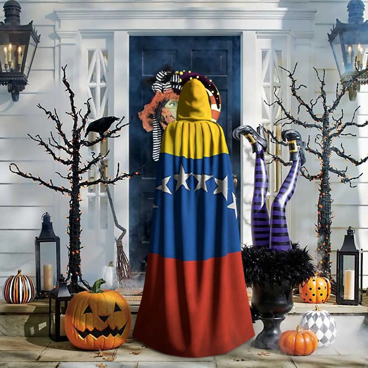 

Длинный плащ с капюшоном, национальный флаг Венесуэлы, средневековый костюм ведьмы, косплей, накидка на Хэллоуин, для взрослых