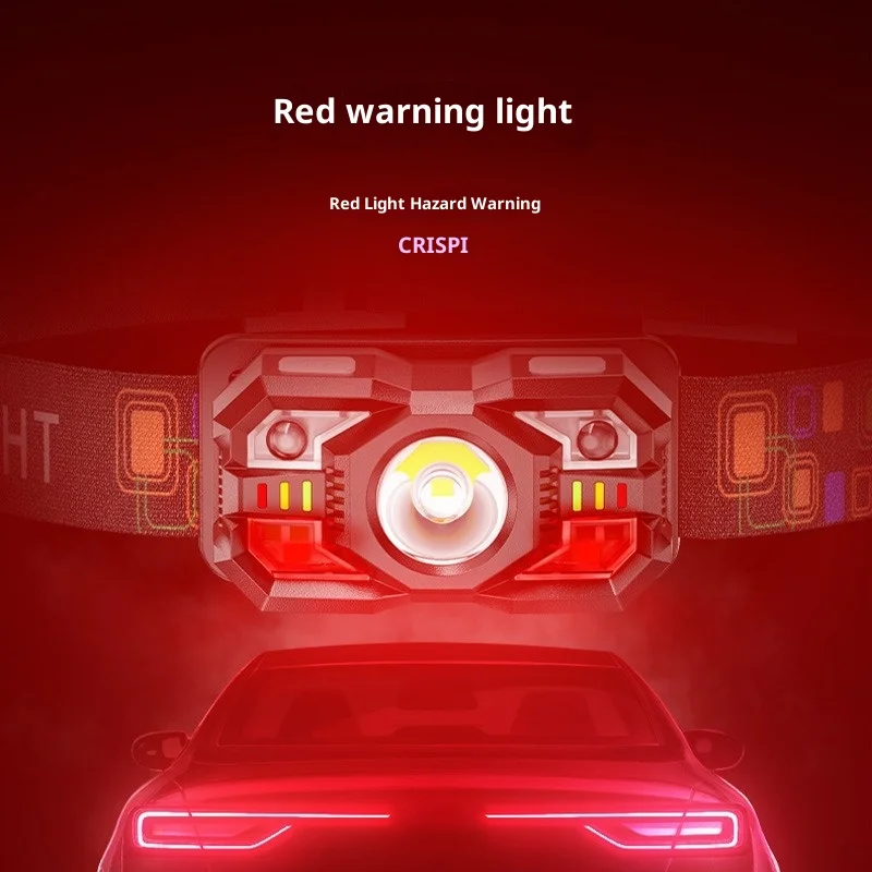 FUNAYA كشافات أمامية صغيرة تعمل بالحركة باللون الأحمر والأبيض بشعاع مزدوج - تكبير الصيد الليلي في الهواء الطلق ومصباح أمامي للضوء الكاشف #4