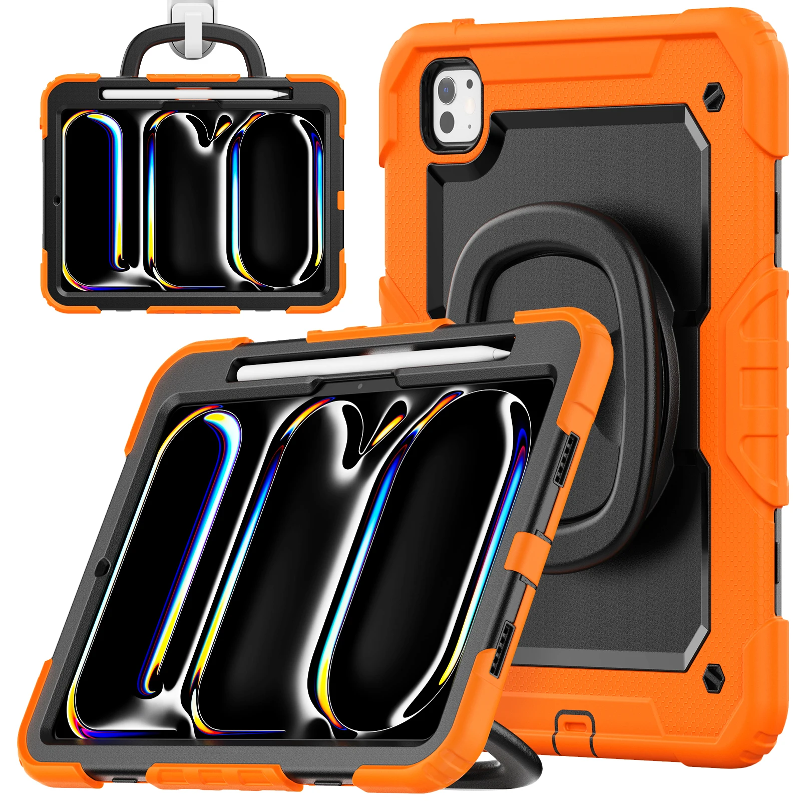 

Handle Grip Case Universal For iPad Pro 11 2025 M5 2024 M4 A3357 A3358 A3359 A2836 A2837 A3006 Rotating Stand Cover Neck Strap