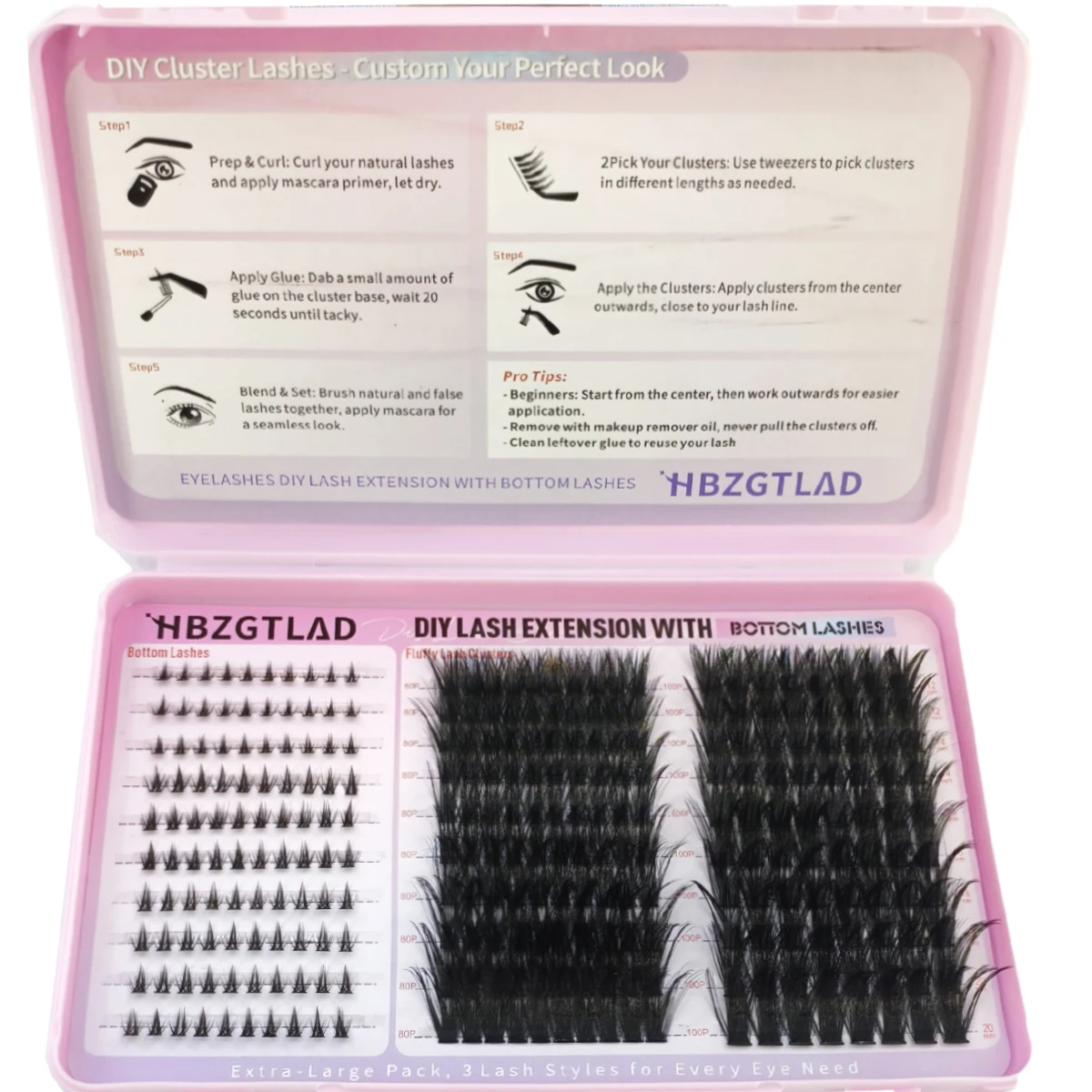 HBZGTLAD Lash Spikes Volume Individual bottom+80D+100D Eyelash Clusters  Lashes DIY Spiky Lash Extension Manga Clusters Eyelash