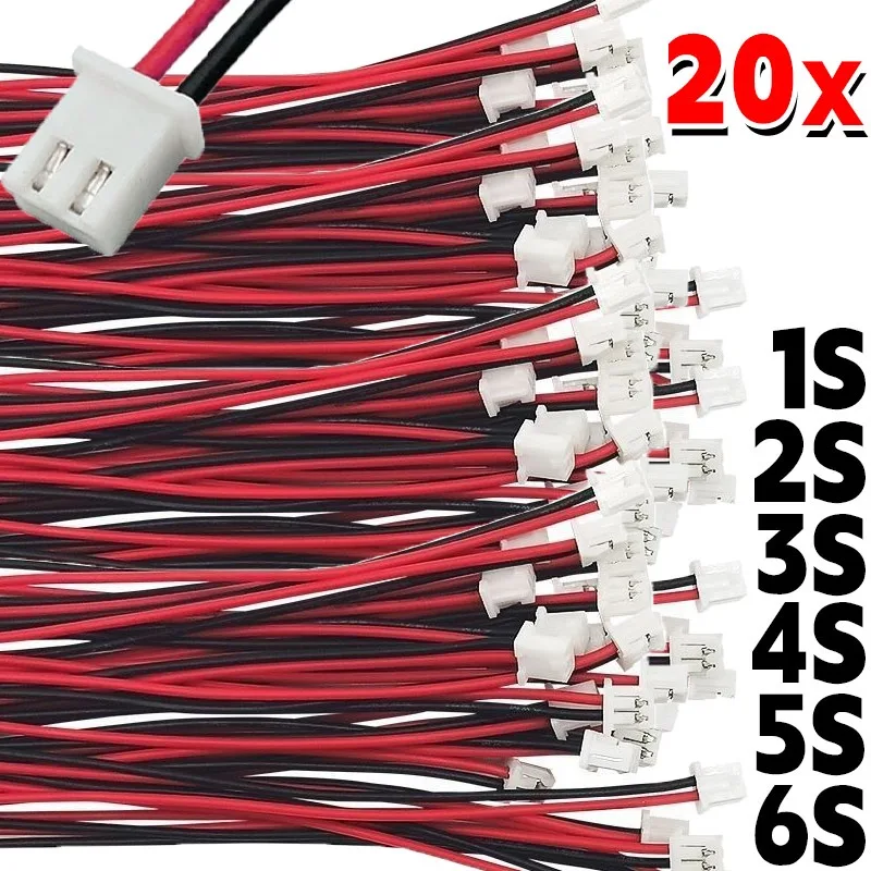 Balance Charger Cable Connector Adapter Plug for Battery Maintenance Wire Male Plug Extension Cables Terminals 1S 2S 3S 4S 5S 6S