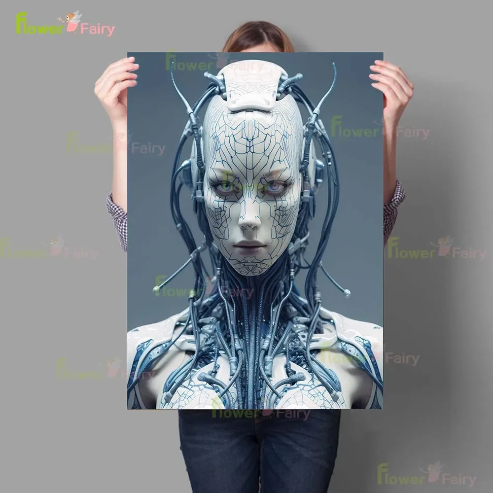 Technological Robot Alien Portrait Modern Poster Wall Art Canvas Painting Home Decor Wall Pictures For Living Room Unframed