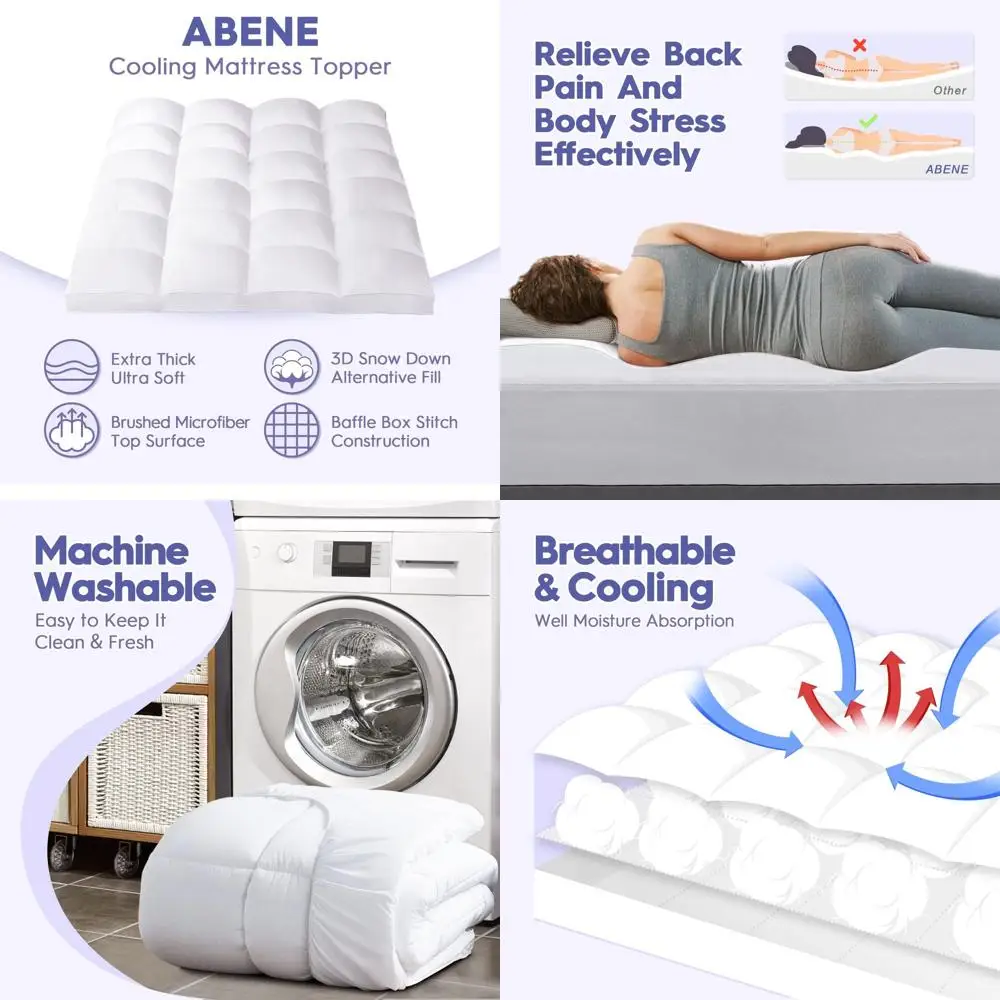 

Extra Long Twin XL Mattress Topper for Dorms, Plush Pillowtop Cover, Deep Pocket, Overfilled Down Alternative, White