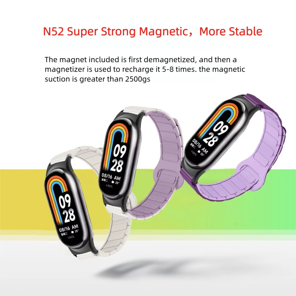 12 мм ремешок с магнитной петлей для Xiaomi Band 8/8NFC/9/9NFC, сменный стиль брони, мягкий и легкий силиконовый смарт-браслет для мужчин и женщин