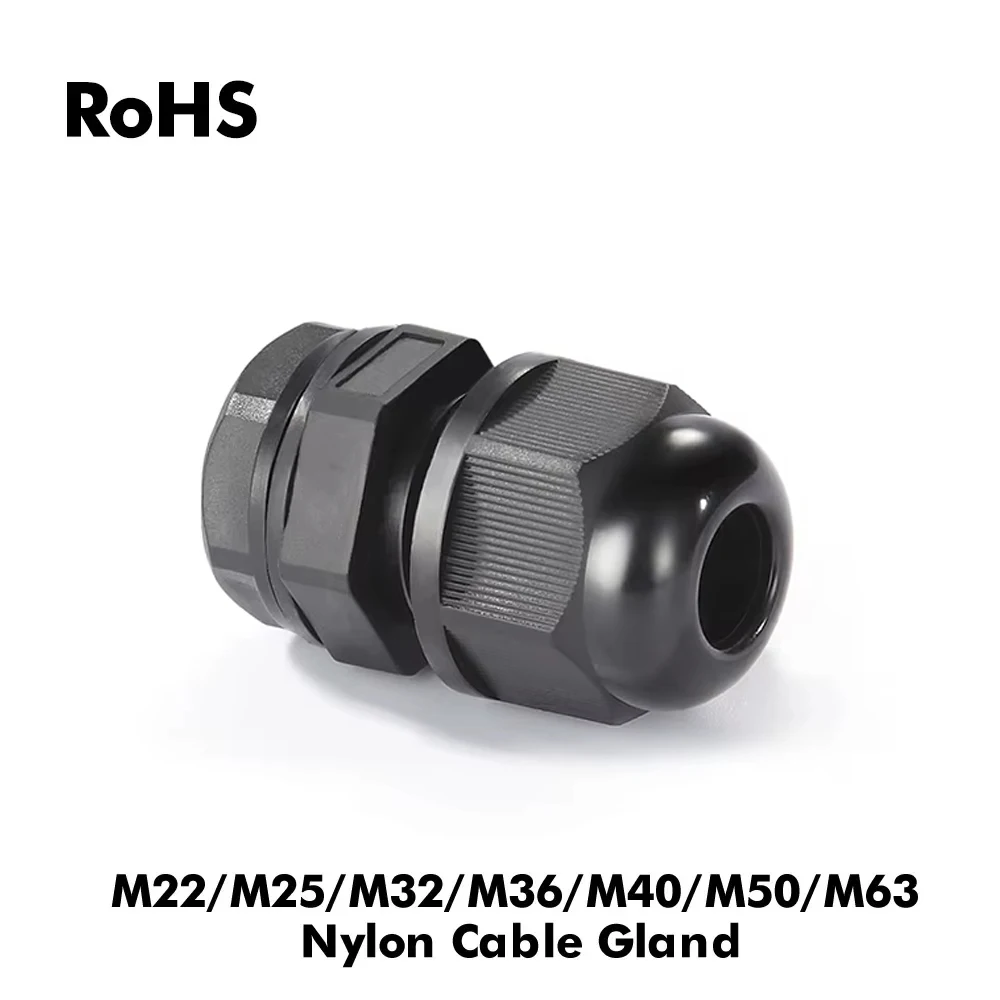 IP68 M22/M25/M32/M36/M40/M50/M63 Wire Cable Rohs White Black Waterproof Nylon Plastic Cable Gland