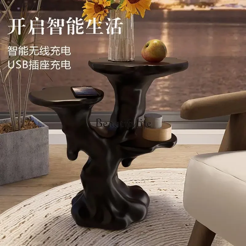 

yj21Small coffee table cream wind living room entrance balcony bedroom bedside charging creative art side table
