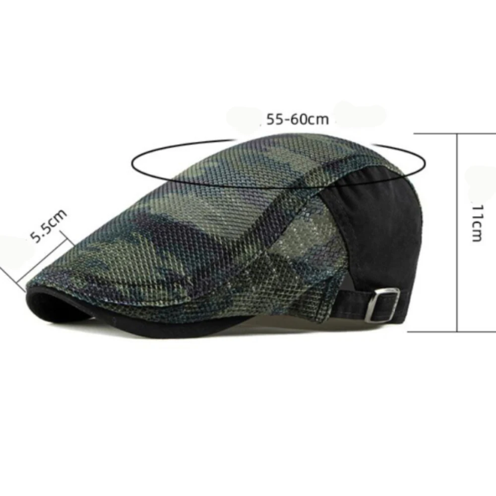 HT4762 القبعات الربيع الصيف كاب رياضي شبكي قبعات للحماية من الشمس للرجال النساء التمويه اللبلاب قبعة مسطحة قبعة البيريه الذكور الإناث قابل للتعديل قبعة بيريه