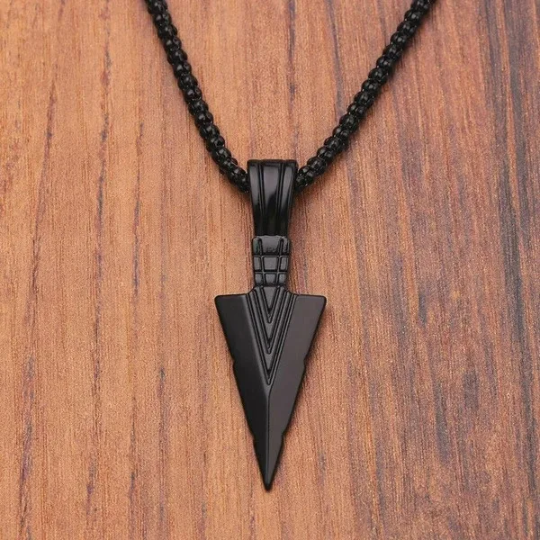 New Black Harpoon Long Arrow Necklace for Men Women with Arrow Pendant Jewelry Chain Hip Hop Punk Rock Christmas Halloween Gift