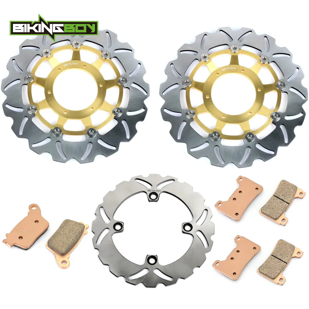 BIKINGBOY Front Rear Brake Discs Rotors + Pads For Honda CBR1000RR Fireblade 04 05 06 07 08 09 10 11 12 13 14 15 16 CBR 1000 RR