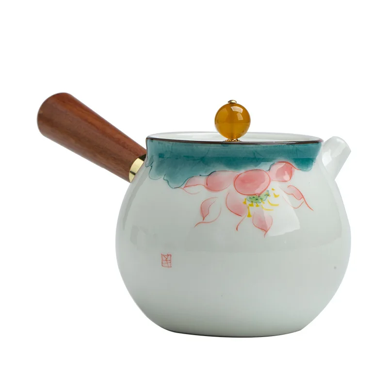 Mini Ceramic Teapot Side Handle Tea Kettle, Tea Pouring Tool, Tea Making Pot, Chinese Style, Coffee Maker, Water Boiling