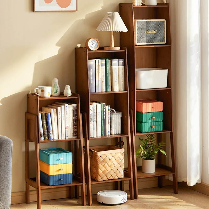 Wooden Ladder Bookcases Modern Mid Century Magazine Industrial Bookshelf Book Nook Children Libreria Scaffale Nordic Furniture