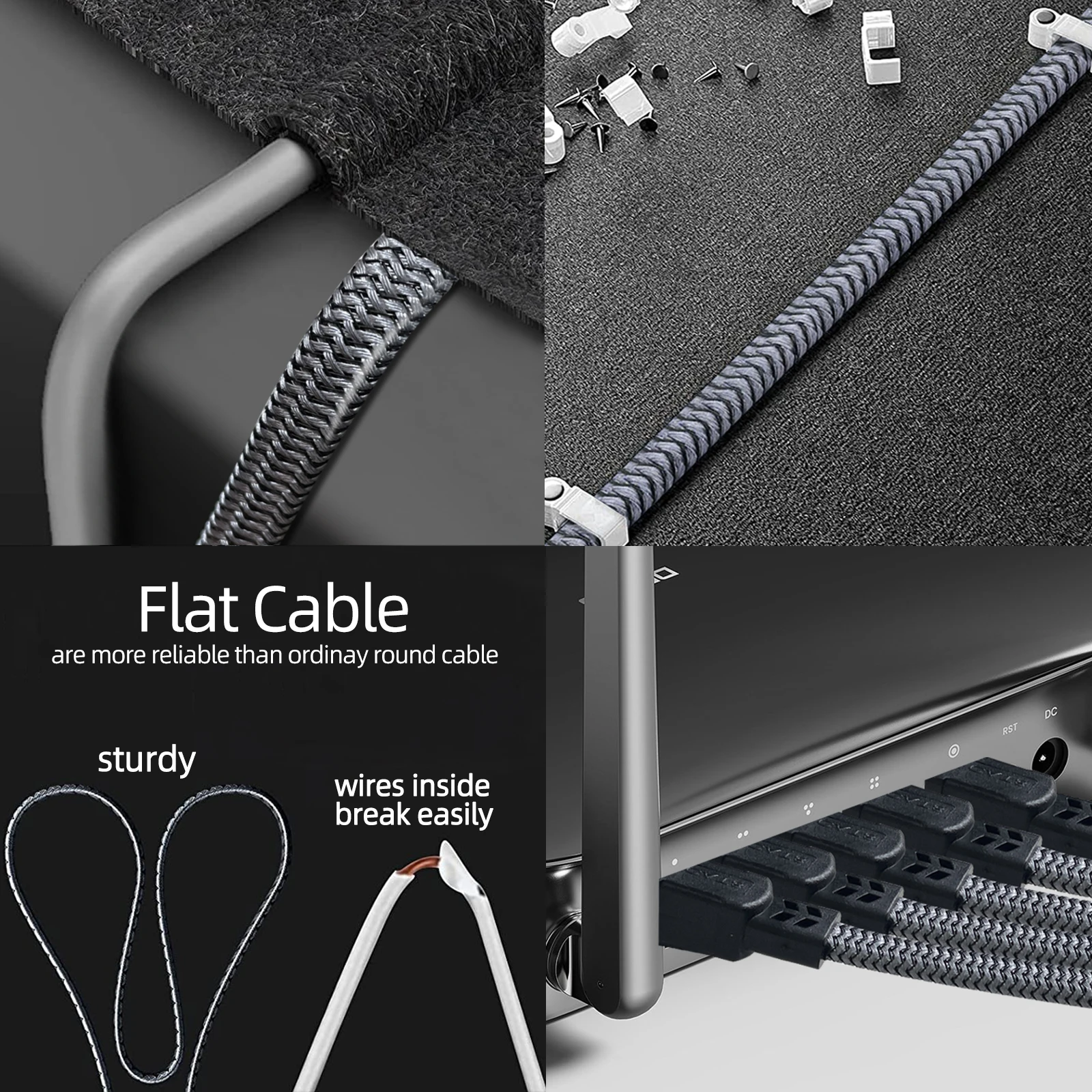 D-Sunty Ethernet-Kabel, CAT8, 40 Gbit/s, geflochtenes Nylon-Netzwerk-LAN-Kabel für PC, Modem, Laptop, PS 5, Router, RJ45, Flachkabel, Ethernet, Cat 8 – Detail 4