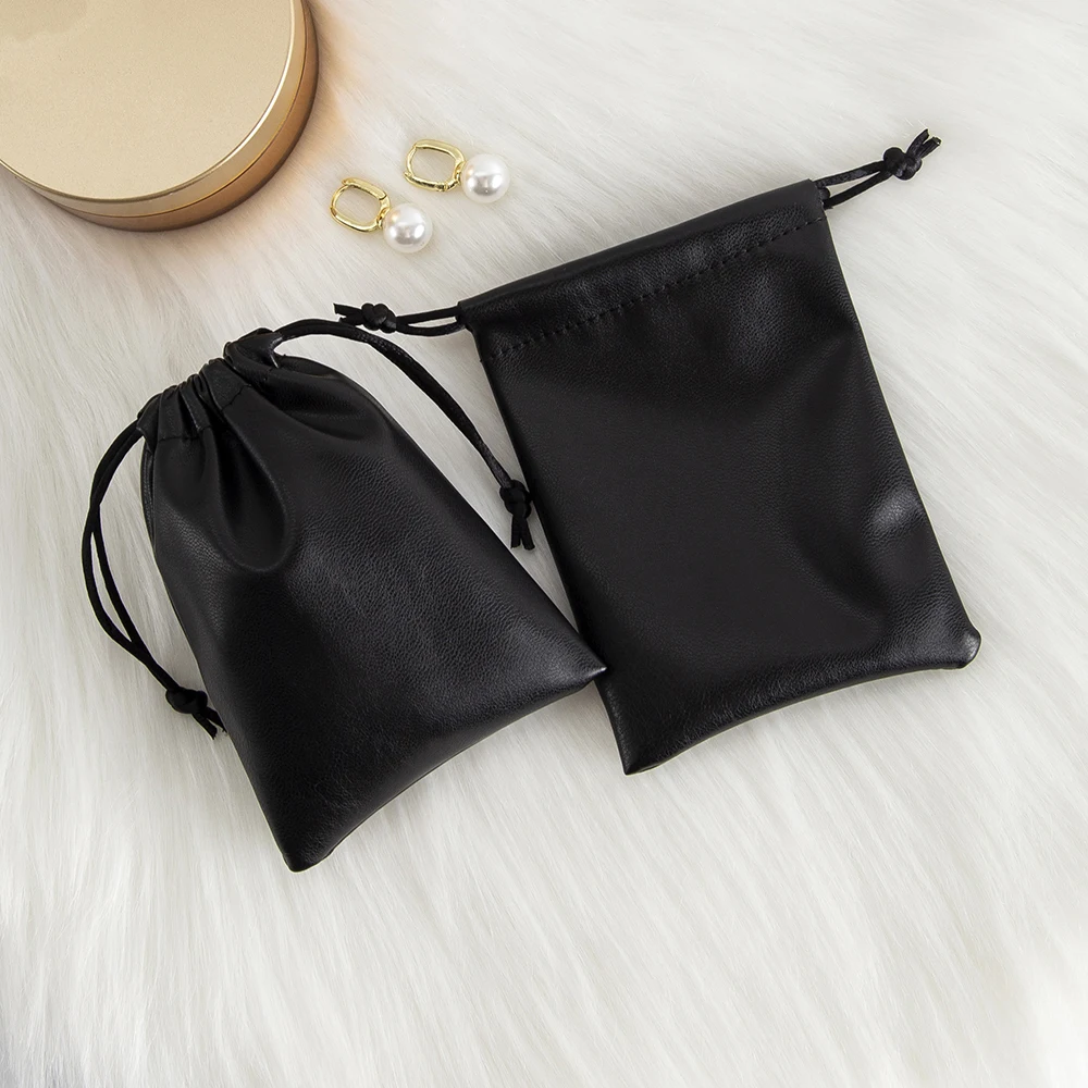 5pack PU Leather Jewelry Pouch with Drawstring Wedding Package Gift Bag for Candy Earring Ear Studs Bracelet Necklace Pendant