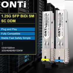 ONTi 1.25G BIDI SC Connector Transceiver WDM SFP Module Gigabit Single Mode Fiber Optical Ethernet Compatible with Cisco Switch