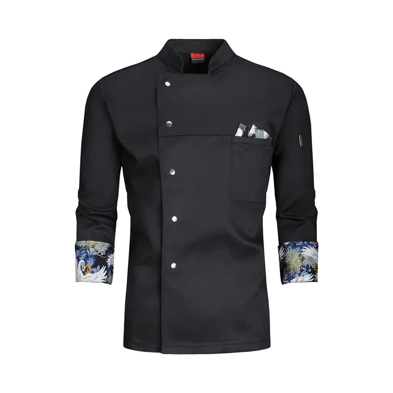 

White Chef Uniform Long Sleeve Chef Coat T-shirt Hotel Chef Kitchen Jacket Restaurant Bakery Breathable Cooking Clothes Logo