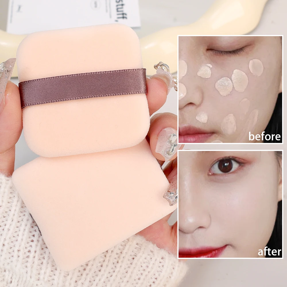 100PCS Velvet Powder Puff Portable Soft Square Cosmetic Puff Foundation Makeup Sponge Loose Powder Sponge Applicator Beauty Tool