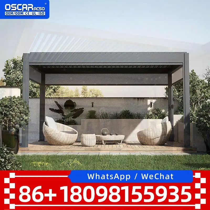 Custom Made Outdoor Aluminum Pergola with Flippable Louvers Adjustable Roof Stylish Innovative Garden Decor 4x4 Backyard Patio D
