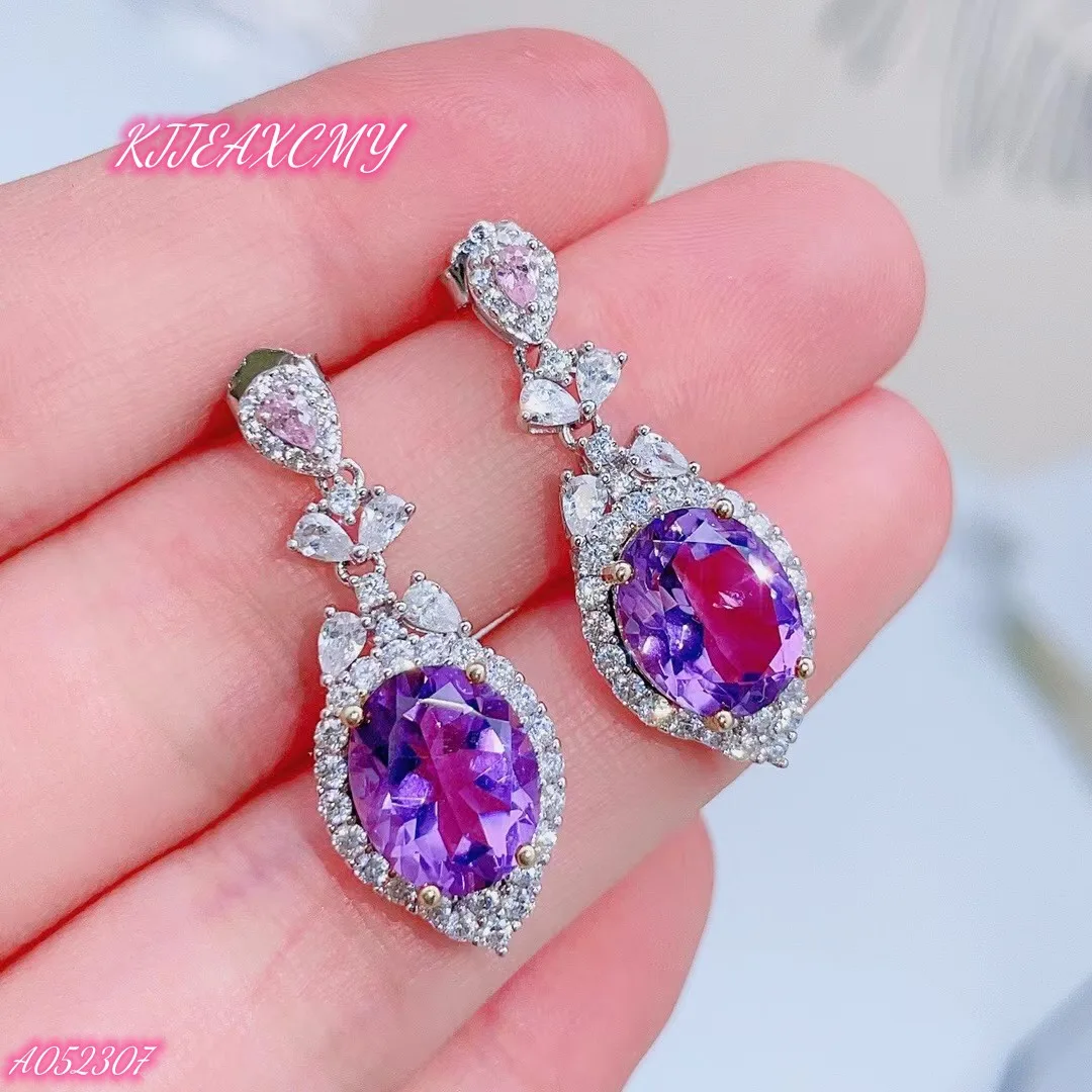 

KJJEAXCMY Brand Boutique Jewelry 925 Sterling Silver Natural Amethyst Gem Women's Luxury Earrings