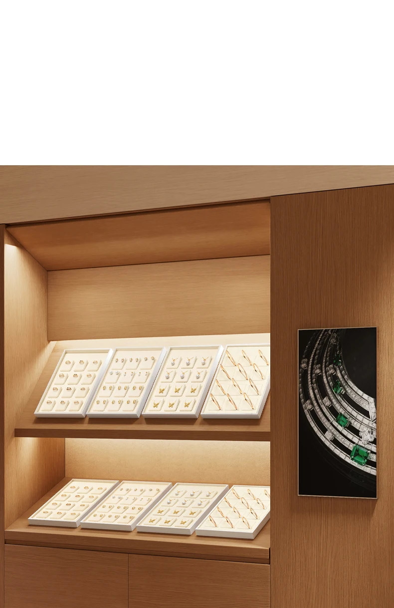 Oirlv Mikrofaser Schmuck-Präsentationstablett PU-Leder Ring Ohrringe Halskette Aufbewahrungs-Organizer Platte für Ladentheke und Heimdekoration – Detail 5