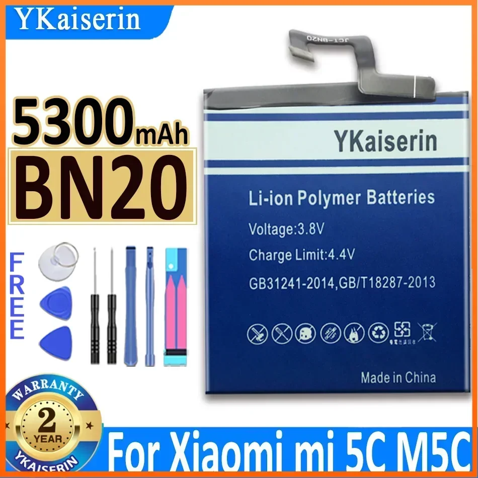 YKaiserin BN20 5300mAh Cell Phone Batery for Xiaomi Mi 5C Mi5C Mi 5C BN-20  BN 20 Batteries for Smartphones with Tracking Number