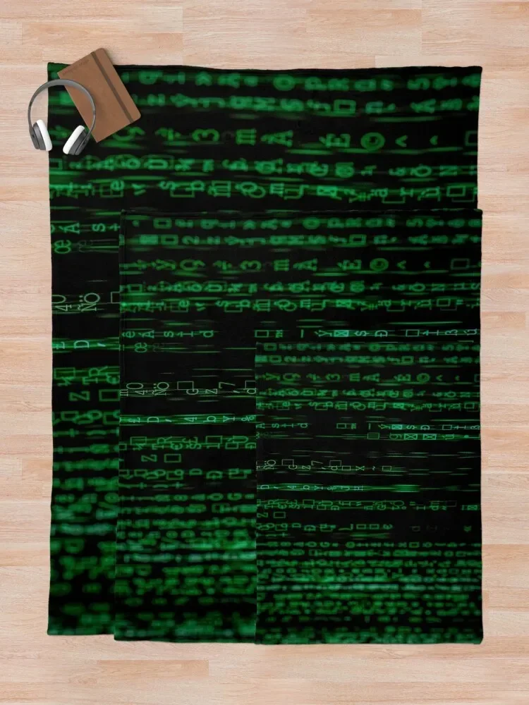 بطانية رمي أفخم مع نمط رمز مصفوفة ، بطانيات فروريس خمر ، عالقة في المصفوفة #5