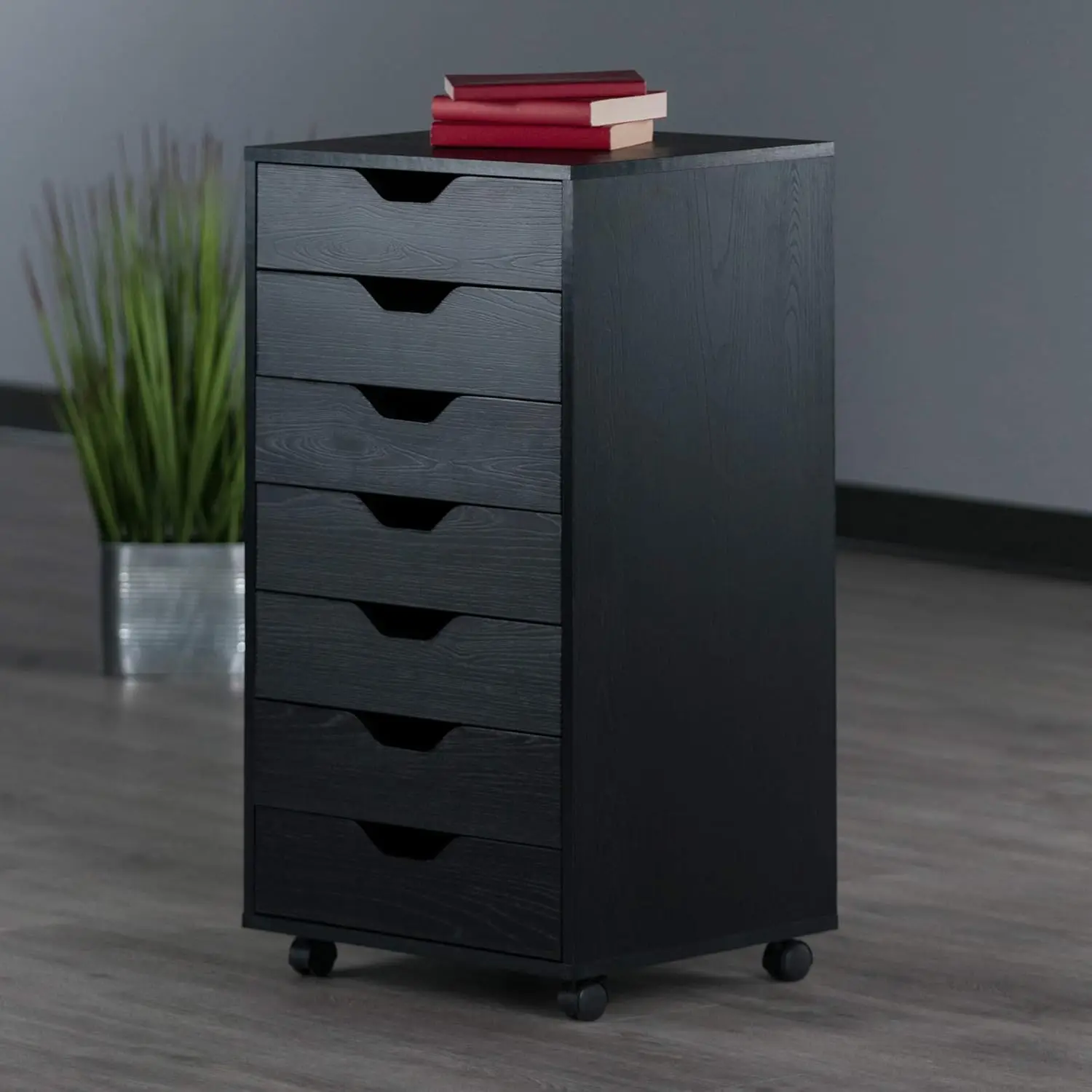 7-Drawer Composite Wood Halifax Cabinet, Black, (20792)