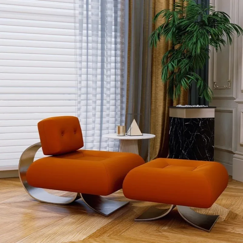 Light luxury simple art special-shaped metal fishtail leisure chair spade K hotel villa living room lazy single sofa
