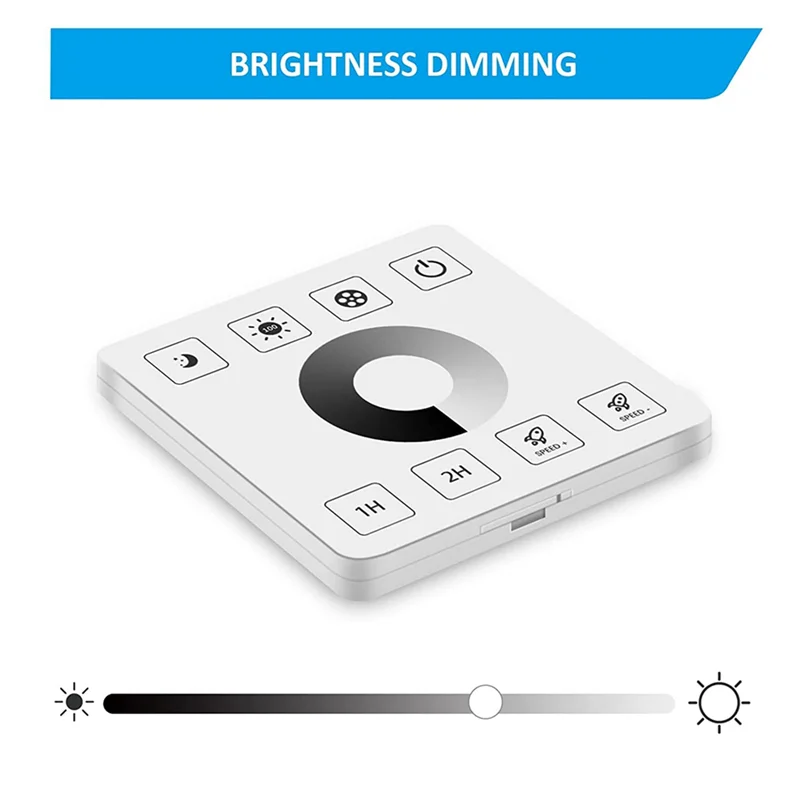 ABMO 5X RF Wireless Wall- Mounted Touch Panel Dimmer Control For DC5-24V 30A Single Color LED Strip Lighting
