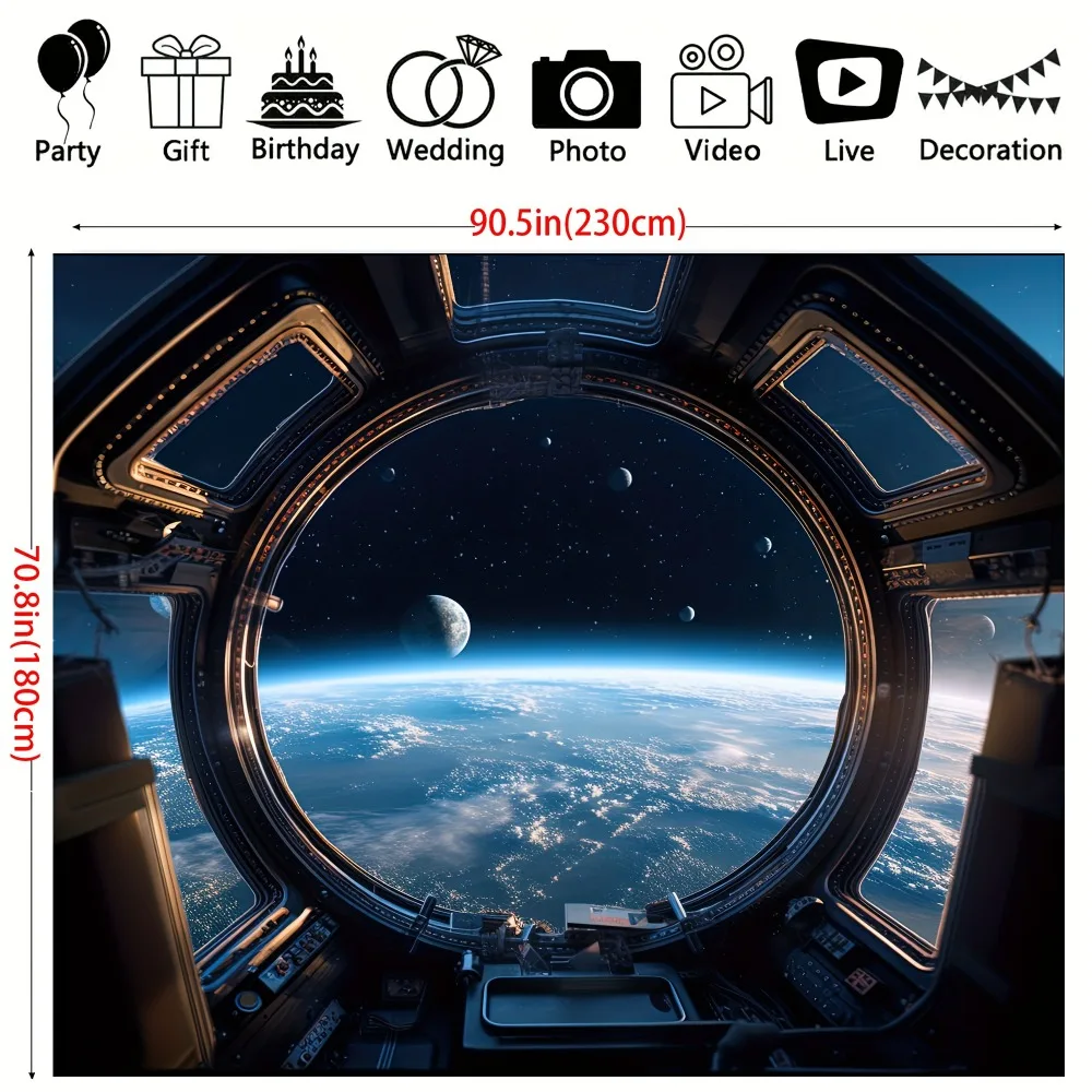 Space station background Outer space base interior spacecraft Earth photography background future science fiction universe