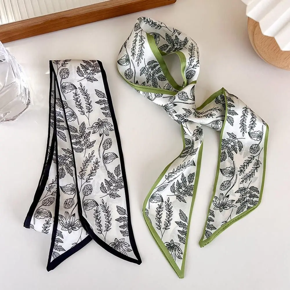 

Headscarf Floral Ins Long Scarf Leaf Korean Style Scarves Satin Silk Scarf Hair Bands Flower Printed Scarf Women Hair Ribbon