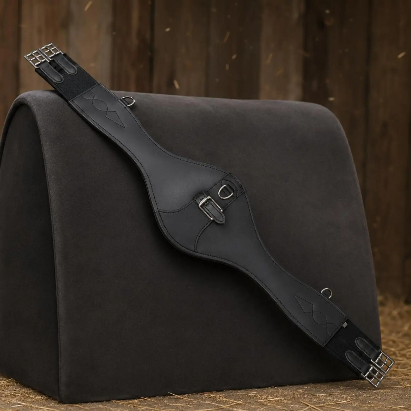 Equestrian Horse Chest Guard with Stitched Panels and Metal Hardware for Western Saddle Tack Riding Kit