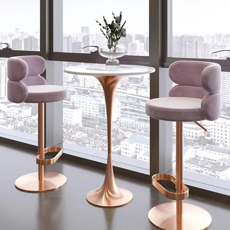 Bar chairs, lifting rotating high stools, hotel front desk household metal base