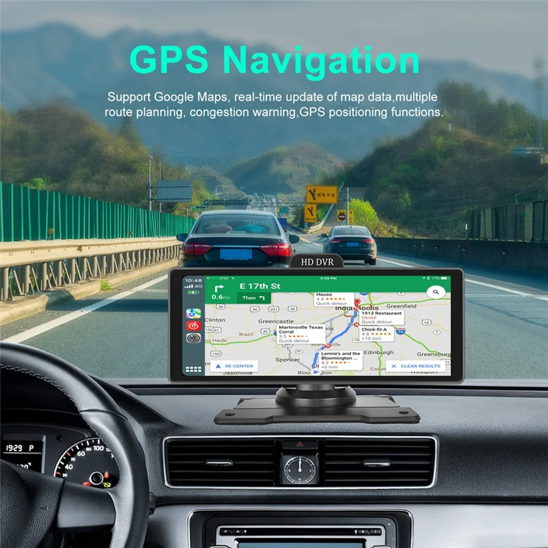 【Superdeals】10.26In 4K DVR Car Monitor Carplay Android Auto Dashboard ADAS Dash Cam Dual Cameras GPS Navigation WIFI FM IPS Scre