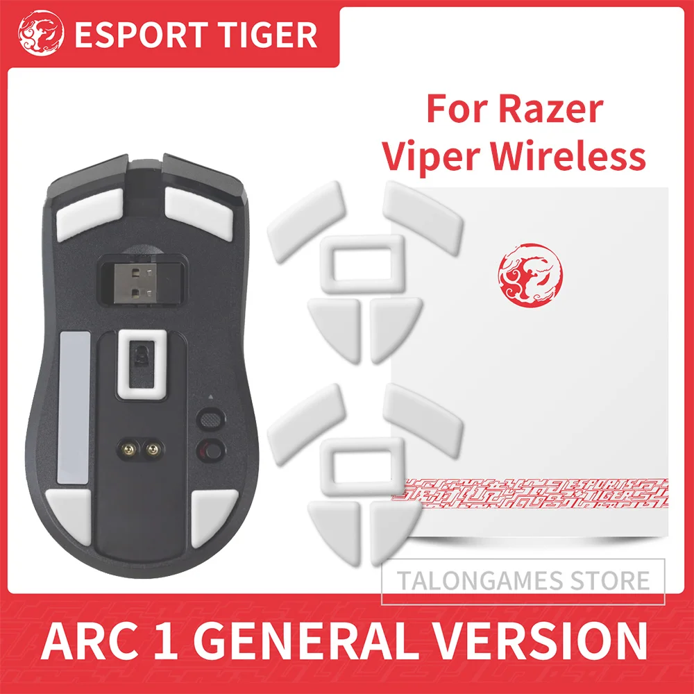 2 set Mouse Esport Tiger Mouse kaki Skate untuk Razer Viper Ultimate Mouse nirkabel geser tepi melengkung, 0.7mm