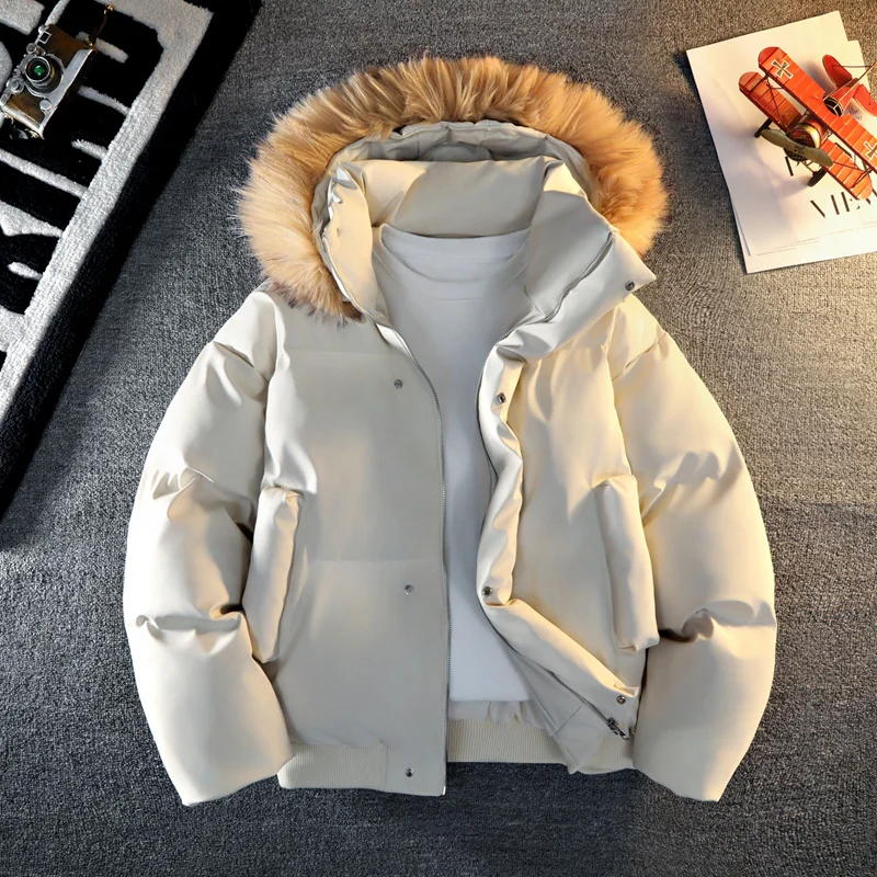 

Men Hooded Fur Collar Parkas New Winter Man Fleece Warm Casual Jackets Warm Hooded Fur Collar Jacket Classic Casual Parka Men