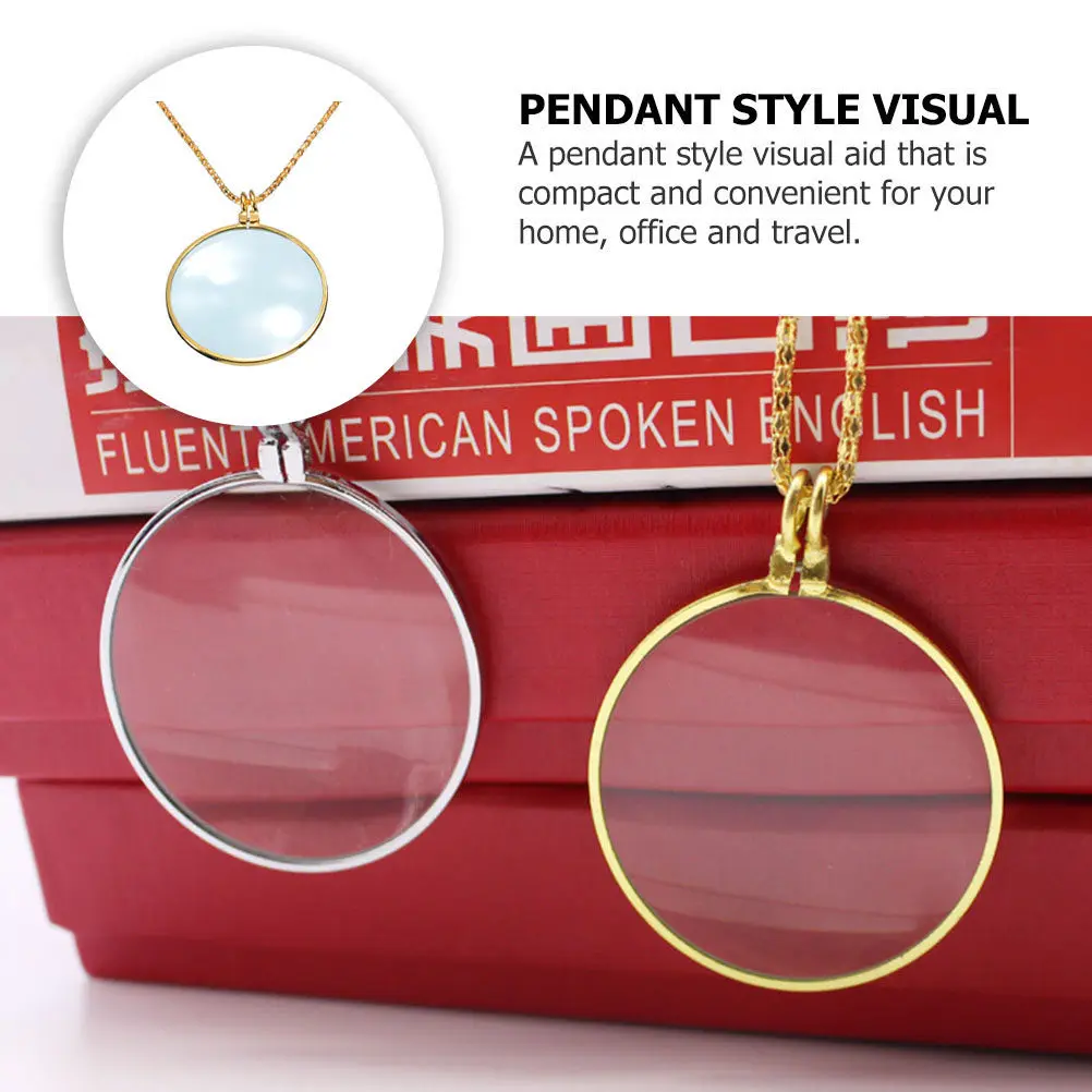 Necklace Magnifier 2 Pack Pendant Jewelry for Women Easy On Off Comfortable Stylish Outfit Accessory