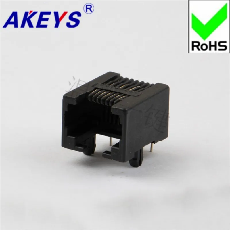 10 PCS 95001-8P8C-90 Degree-Black RJ45 Network Socket 180 Degree Network Socket Crystal Head Base