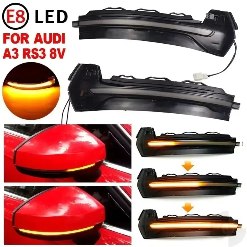 Preemi 2pcs For Audi 2014-2020 For Audi A3 8V S3 RS3 LED Dynamic Turn Signal Light Flashing Rearview Mirror Indicator Turn Light