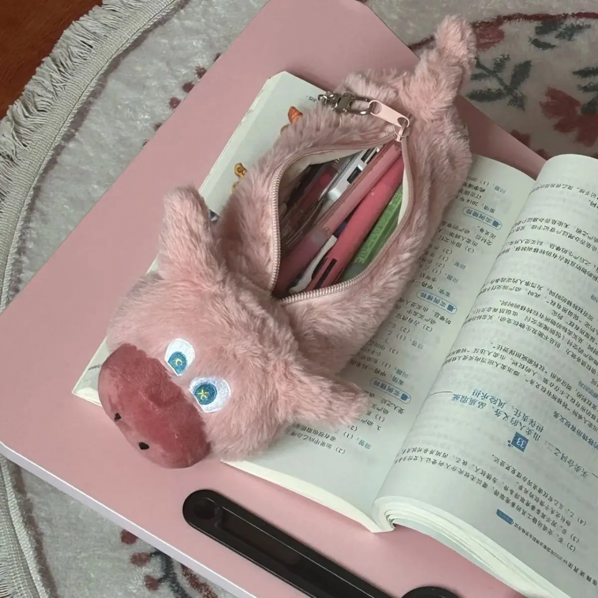 Cute Cartoon Funny Plush Pig Pencil Case Kawaii Doll Desktop Storage Pencil Bag Birthday Gift Back To School Student Supplies