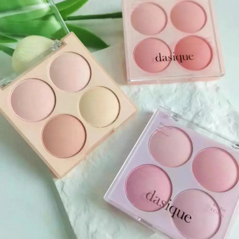 Dasique 4 Colors Blush Plate Ice Cream Blusher Powder Velvet Peach Pink Blush Palette Natural Cheek Contour Tint Beauty Makeup