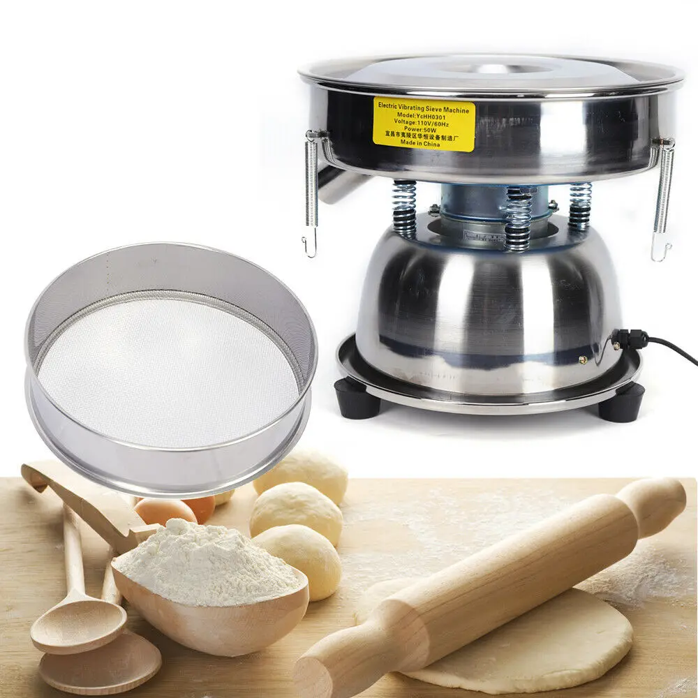 

Electric Vibrating Sieve Machine Powder Particles Flour Sifter Vibrator Deck Sifter Shaker Stainless with Mesh 110/220V