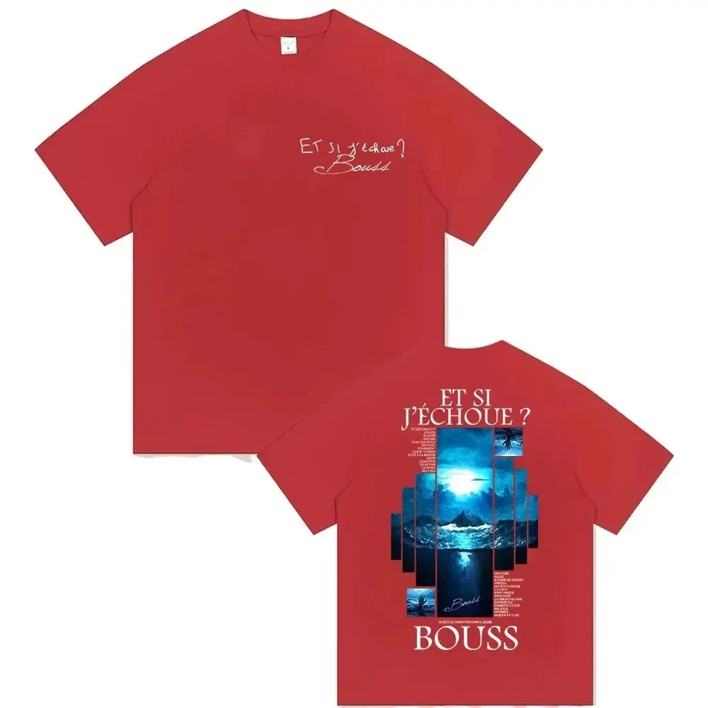 Rapero BOUSS ET SI J'ECHOUE Tour 2026 camiseta gráfica Retro Hip Hop manga corta de gran tamaño para hombre y mujer manga corta Casual